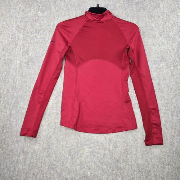 Nike Pro Hyperwarm Womens Red Long Sleeve Half-Zip Pullover M Polyester Blend - Picture 2 of 9